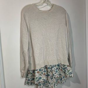 Time & tru open back floral sweater
